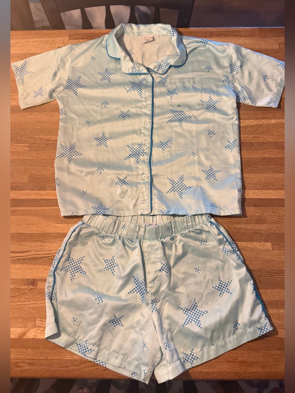 art class Light Blue Star Print Pajama Set